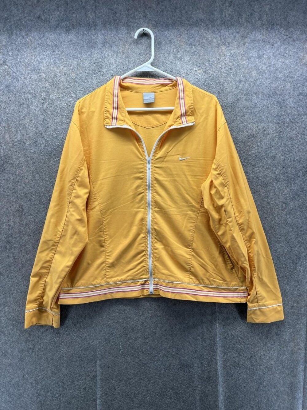 Nike Jacket Womens XXL Yellow Full Zip Track Stripe Lightweight Running Sport